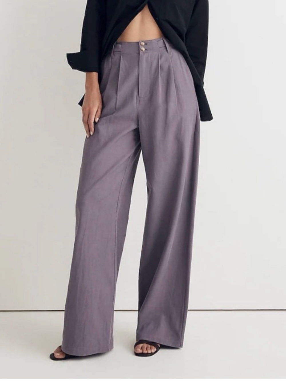 Madewell Wide-Leg High-Rise Pants in Dusty Mauve